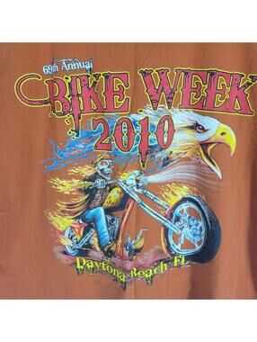 Harley Davidson Orange Mens Bike Week Graphic T-Shirt XL 69th Daytona Beach FL